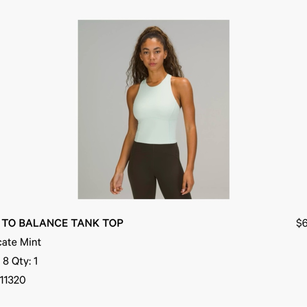 lululemon athletica Key To Balance Mint Tank Top (Size 8)